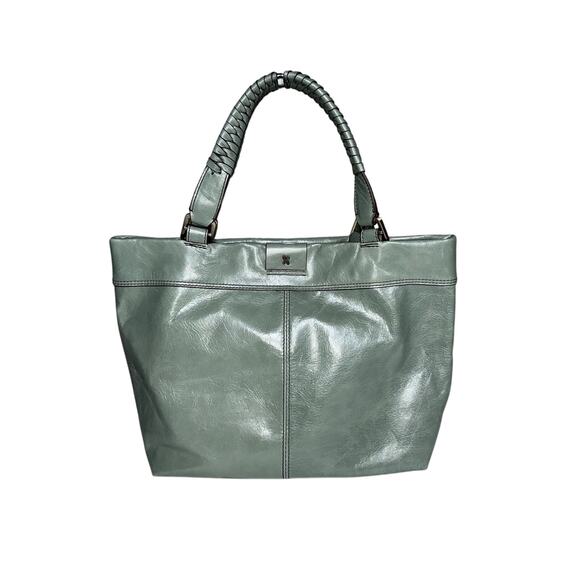 Hobo International Romy Medium Tote Bag Jade Green Polished Leather NWOT - Picture 2 of 7